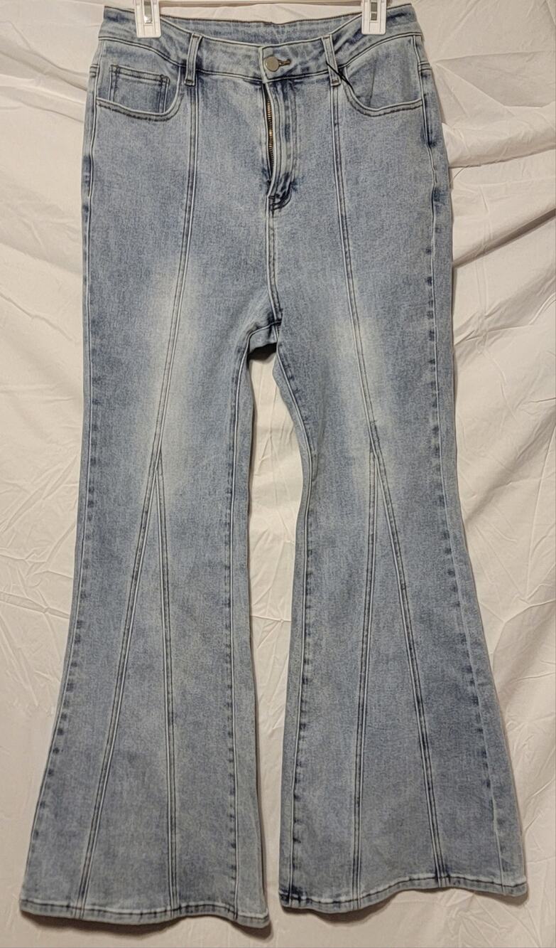COMMENSE Womens Denim Blue flare leg sz LG